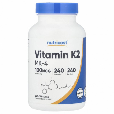 Nutricost, Витамин K-2 MK-4, 100 мкг, 240 капсул