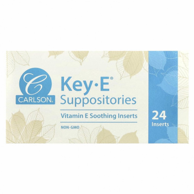 Carlson Labs, Key•E, успокаивающие суппозитории, 24 шт.