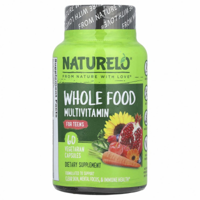 NATURELO, мультивитамины из цельных продуктов для подростков, 60 растительных капсул