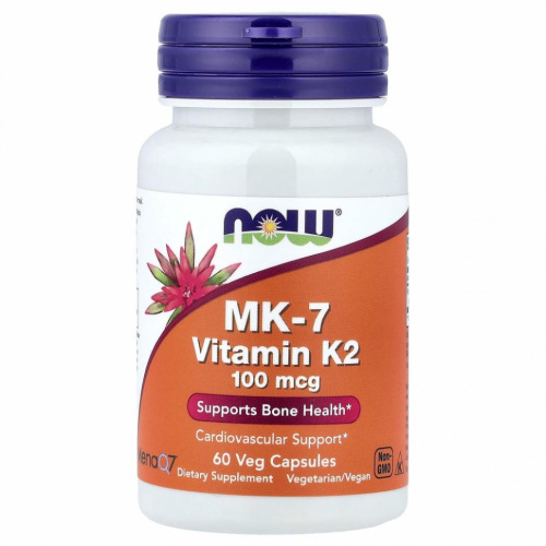 NOW Foods, MK-7, витамин K2, 100 мкг, 60 растительных капсул