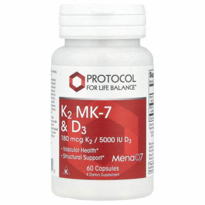 Protocol for Life Balance, K2 MK-7 и D3`` 60 растительных капсул