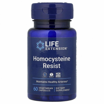 Life Extension, Homocysteine Resist, добавка для поддержания здорового уровня гомоцистеина, 60 вегетарианских капсул