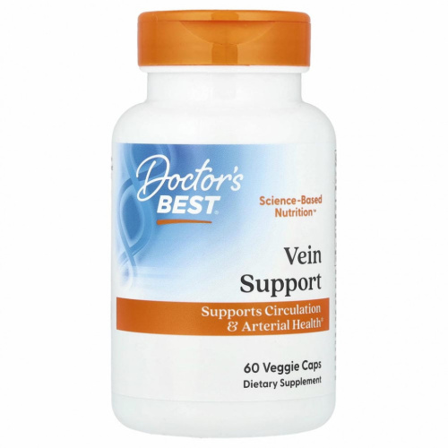 Doctor's Best, Vein Support, поддержка для вен с DiosVein и MenaQ7, 60 вегетарианских капсул