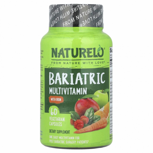 NATURELO, бариатрические мультивитамины с железом, 60 вегетарианских капсул