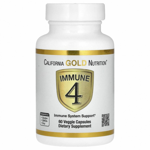 California Gold Nutrition, Immune 4, средство для укрепления иммунитета, 60 вегетарианских капсул
