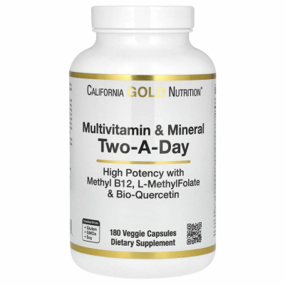 California Gold Nutrition, мультивитамины для ежедневного приема, 180 растительных капсул