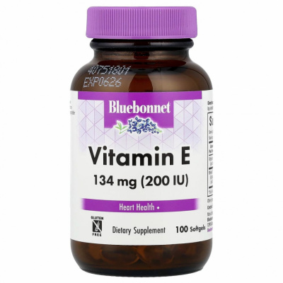 Bluebonnet Nutrition, Витамин E, 200 МЕ, 100 гелевых капсул
