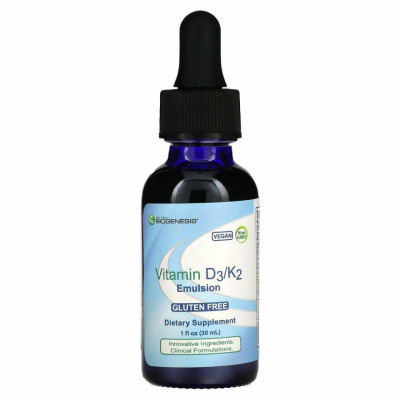Nutra BioGenesis, витамины D3 и K2, эмульсия, 30 мл (1 жидк. унция)