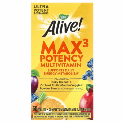 Nature's Way, Alive! Max3 Daily, мультивитамины, 60 таблеток