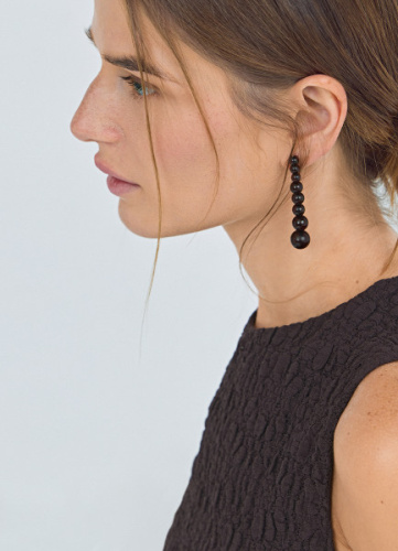 Длинные серьги с бусинами, Коричневый