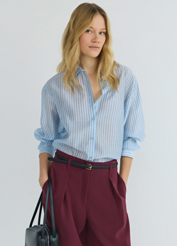 Полупрозрачная блузка из лиоцелла, Голубой