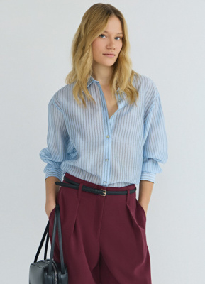 Полупрозрачная блузка из лиоцелла, Голубой