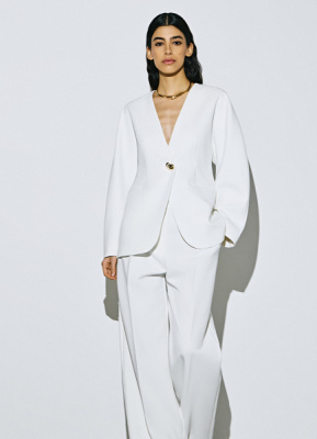 Прямые брюки со складками, Белый