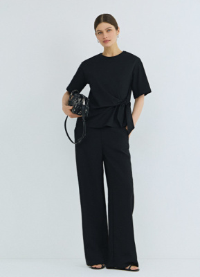 Футболка с декоративным узлом, Черный