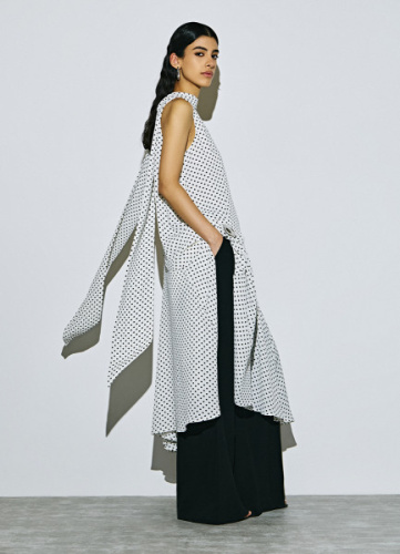 Шифоновое платье в горох, Белый