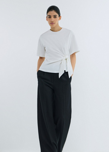 Футболка с декоративным узлом, Белый