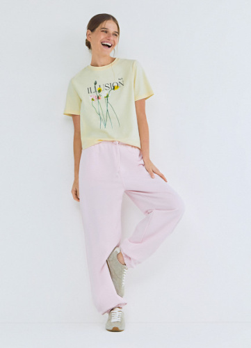 Футболка с цветочным принтом, Желтый