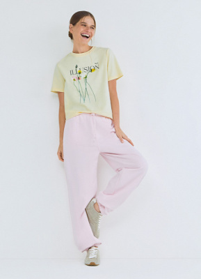 Футболка с цветочным принтом, Желтый