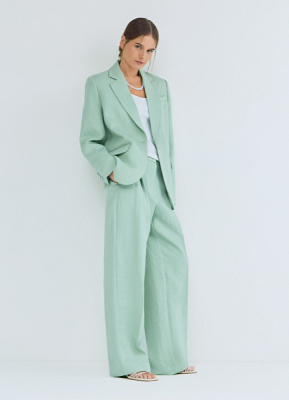 Брюки прямого силуэта со стрелками, Зеленый