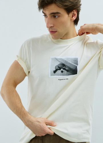 Футболка из хлопка с фотопринтом, Белый