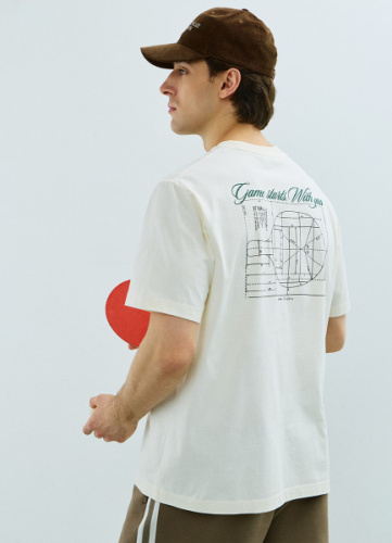 Футболка из хлопка с принтом, Белый