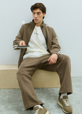 Трикотажные брюки с лампасами, Бежевый