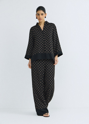 Прямые брюки с принтом, Черный