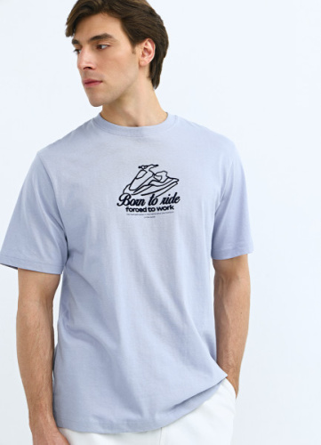 Футболка с принтом, Голубой