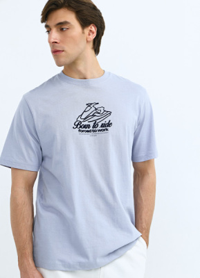 Футболка с принтом, Голубой