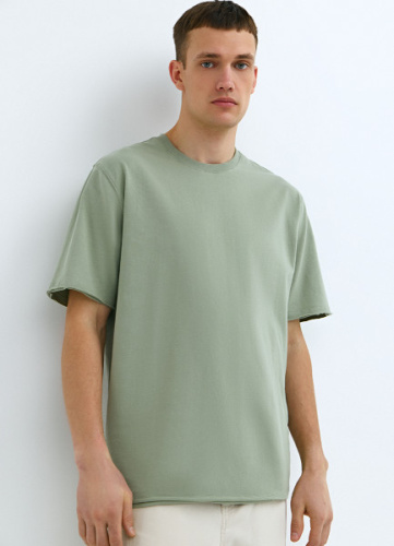 Базовая футболка с необработанным краем, Зеленый