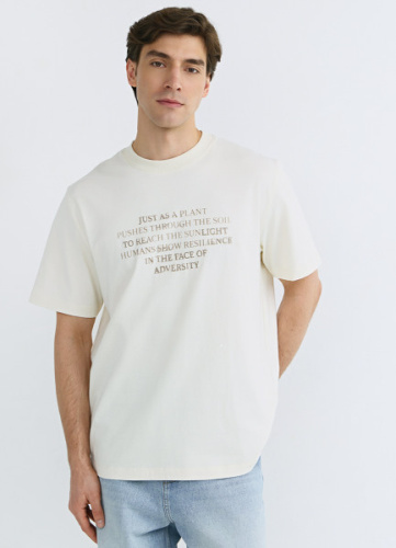 Футболка с принтом и вышивкой, Белый