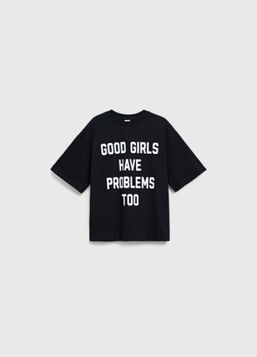 Футболка с принтом для девочек, Черный