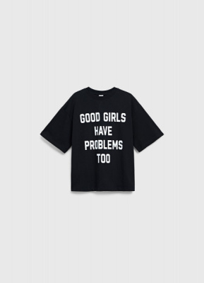 Футболка с принтом для девочек, Черный