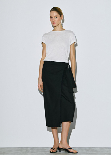 Миди-юбка на запах, Черный