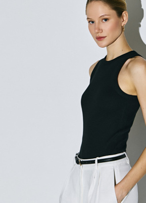 Базовый топ в рубчик, Черный