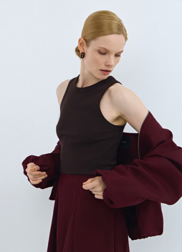 Базовый топ в рубчик, Коричневый