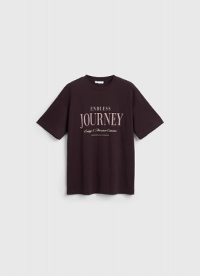 Футболка с цветочным принтом, Коричневый