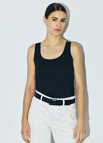 Прозрачный топ с добавлением шёлка, Черный