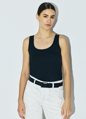 Прозрачный топ с добавлением шёлка, Черный