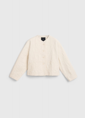 Укороченный однобортный жакет из жаккарда, Бежевый