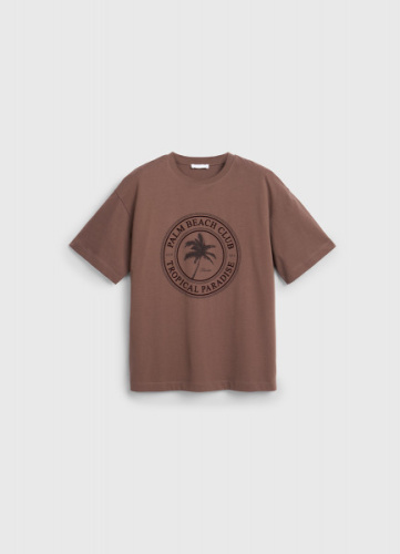 Футболка с цветочным принтом, Коричневый