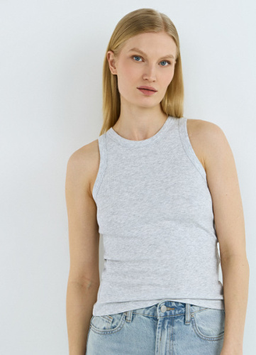 Базовый топ в рубчик, Серый