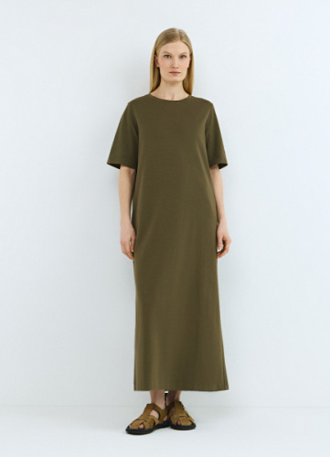 Платье-футболка с разрезом, Зеленый