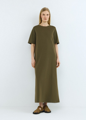 Платье-футболка с разрезом, Зеленый