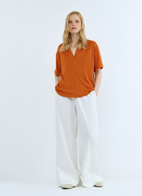 Широкие льняные брюки, Белый