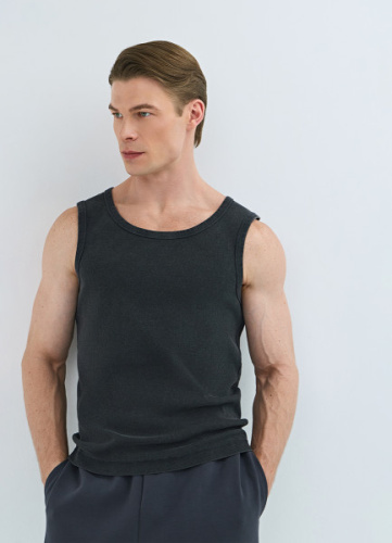 Базовая майка в рубчик, Серый