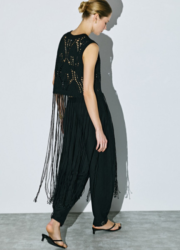 Топ кроше с бахромой, Черный