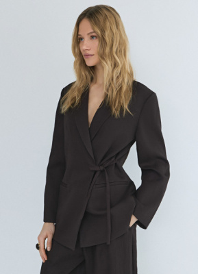 Жакет с запахом на завязках, Коричневый