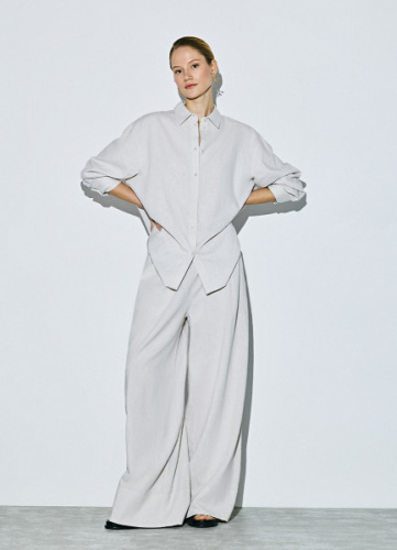 Широкие льняные брюки, Бежевый