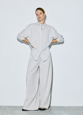 Широкие льняные брюки, Бежевый